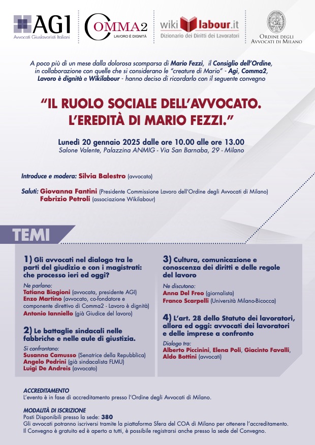 Convegno “IL RUOLO SOCIALE DELL’AVVOCATO. L’EREDITA' DI MARIO FEZZI"